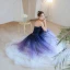 Elegant Mørk Marineblå Gradient-Farge Selskapskjoler 2018 Prinsesse Kjæreste Uten Ermer Appliques Blonder Beading Feie Tog Buste Ryggløse Formelle Kjoler