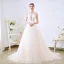 Simple Champagne Transparentes Robe De Mariée 2018 Princesse Encolure Dégagée Sans Manches Dos Nu Appliques En Dentelle Chapel Train Volants