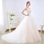Simple Champagne Transparentes Robe De Mariée 2018 Princesse Encolure Dégagée Sans Manches Dos Nu Appliques En Dentelle Chapel Train Volants