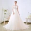Simple Champagne Transparentes Robe De Mariée 2018 Princesse Encolure Dégagée Sans Manches Dos Nu Appliques En Dentelle Chapel Train Volants