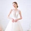 Simple Champagne Transparentes Robe De Mariée 2018 Princesse Encolure Dégagée Sans Manches Dos Nu Appliques En Dentelle Chapel Train Volants