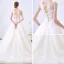 Simple Champagne Transparentes Robe De Mariée 2018 Princesse Encolure Dégagée Sans Manches Dos Nu Appliques En Dentelle Chapel Train Volants