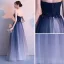 Élégant Bleu Marine Dégradé De Couleur Blanche Robe De Soirée 2018 Princesse Bustier Sans Manches Appliques En Dentelle Perlage Longue Volants Dos Nu Robe De Ceremonie