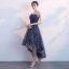 Bling Bling Marineblau Cocktailkleider 2018 A Linie Bandeau Ärmellos Glanz Pailletten Kristall Strass Asymmetrisch Rüschen Rückenfreies Festliche Kleider