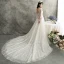 Luxury / Gorgeous Champagne See-through Wedding Dresses 2018 Trumpet / Mermaid Scoop Neck Long Sleeve Backless Beading Detachable Chapel Train