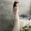 Luxury / Gorgeous Champagne See-through Wedding Dresses 2018 Trumpet / Mermaid Scoop Neck Long Sleeve Backless Beading Detachable Chapel Train