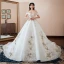 Schöne Weiß Brautkleider 2018 Ballkleid Off Shoulder Kurze Ärmel Rückenfreies Applikationen Mit Spitze Strass Kathedrale Schleppe Rüschen