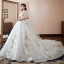Schöne Weiß Brautkleider 2018 Ballkleid Off Shoulder Kurze Ärmel Rückenfreies Applikationen Mit Spitze Strass Kathedrale Schleppe Rüschen
