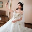 Schöne Weiß Brautkleider 2018 Ballkleid Off Shoulder Kurze Ärmel Rückenfreies Applikationen Mit Spitze Strass Kathedrale Schleppe Rüschen