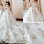 Schöne Weiß Brautkleider 2018 Ballkleid Off Shoulder Kurze Ärmel Rückenfreies Applikationen Mit Spitze Strass Kathedrale Schleppe Rüschen