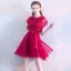 Modern / Fashion Black Homecoming Graduation Dresses 2017 A-Line / Princess Scoop Neck Short Sleeve Sash Short Ruffle Formal Dresses