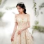 Chic / Beautiful Champagne Wedding Dresses 2018 A-Line / Princess Off-The-Shoulder Short Sleeve Backless Appliques Lace Pearl Beading Royal Train Ruffle