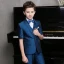 Modest / Simple Ocean Blue Tie Ink Blue Boys Wedding Suits 2018