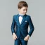 Modest / Simple Ocean Blue Tie Ink Blue Long Sleeve Boys Wedding Suits 2018