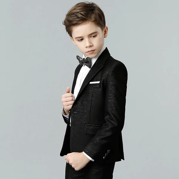 Modest / Simple Black Glitter Boys Wedding Suits 2018