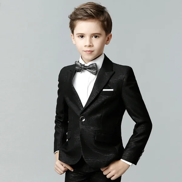 Modest / Simple Black Glitter Boys Wedding Suits 2018
