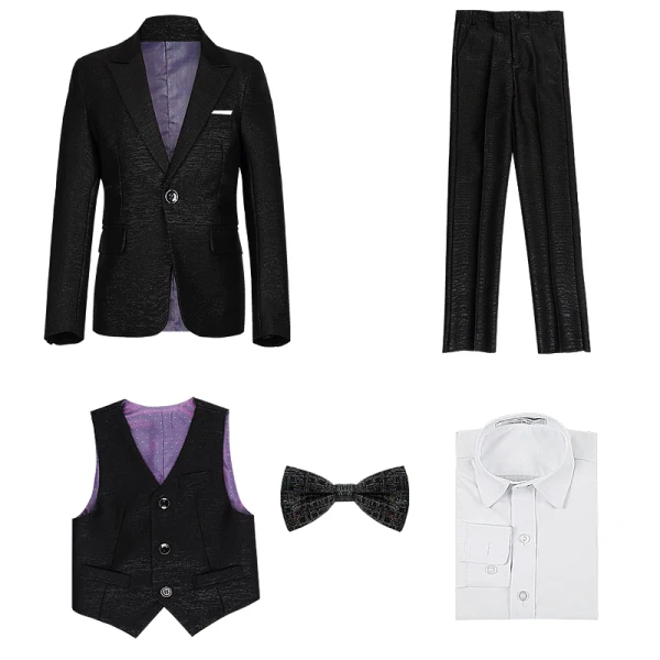 Modest / Simple Black Glitter Boys Wedding Suits 2018
