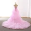 Unique Haute Basse Rose Bonbon Robe De Soirée 2018 Princesse Bretelles Spaghetti Sans Manches Asymétrique Volants Dos Nu Robe De Ceremonie