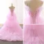 Unique Haute Basse Rose Bonbon Robe De Soirée 2018 Princesse Bretelles Spaghetti Sans Manches Asymétrique Volants Dos Nu Robe De Ceremonie