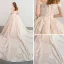 Luxury / Gorgeous Champagne Wedding Dresses 2018 Ball Gown Off-The-Shoulder Short Sleeve Backless Appliques Lace Glitter Tulle Pearl Rhinestone Cathedral Train Ruffle