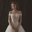 Elegant Champagne Wedding Dresses 2018 A-Line / Princess Off-The-Shoulder Short Sleeve Backless Chapel Train Ruffle