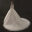Modest / Simple Ivory Wedding Dresses 2018 A-Line / Princess V-Neck 3/4 Sleeve Appliques Pierced Lace Chapel Train Ruffle
