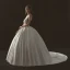 Sexy Ivoire Robe De Mariée 2018 Robe Boule V-Cou Sans Manches Dos Nu Cathedral Train Volants