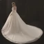 Chic / Belle Blanche Robe De Mariée 2018 Empire Encolure Dégagée 3/4 Manches Dos Nu Appliques Percé En Dentelle Paillettes Perlage Cathedral Train Volants