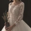 Chic / Belle Blanche Robe De Mariée 2018 Empire Encolure Dégagée 3/4 Manches Dos Nu Appliques Percé En Dentelle Paillettes Perlage Cathedral Train Volants