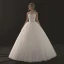 Chic / Beautiful White Wedding Dresses 2018 Ball Gown See-through Scoop Neck Sleeveless Appliques Lace Sequins Beading Floor-Length / Long Ruffle