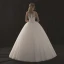 Chic / Beautiful White Wedding Dresses 2018 Ball Gown See-through Scoop Neck Sleeveless Appliques Lace Sequins Beading Floor-Length / Long Ruffle