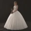 Chic / Beautiful White Wedding Dresses 2018 Ball Gown See-through Scoop Neck Sleeveless Appliques Lace Sequins Beading Floor-Length / Long Ruffle