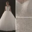 Chic / Beautiful White Wedding Dresses 2018 Ball Gown See-through Scoop Neck Sleeveless Appliques Lace Sequins Beading Floor-Length / Long Ruffle