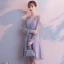 Chic / Beautiful Silver See-through Homecoming Graduation Dresses 2018 A-Line / Princess V-Neck Long Sleeve Appliques Lace Short Ruffle Backless Formal Dresses