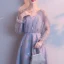 Chic / Beautiful Silver See-through Homecoming Graduation Dresses 2018 A-Line / Princess V-Neck Long Sleeve Appliques Lace Short Ruffle Backless Formal Dresses