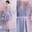 Chic / Beautiful Silver See-through Homecoming Graduation Dresses 2018 A-Line / Princess V-Neck Long Sleeve Appliques Lace Short Ruffle Backless Formal Dresses