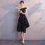 Amazing / Unique Black Homecoming Graduation Dresses 2018 A-Line / Princess Off-The-Shoulder Short Sleeve Asymmetrical Ruffle Backless Formal Dresses