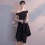 Amazing / Unique Black Homecoming Graduation Dresses 2018 A-Line / Princess Off-The-Shoulder Short Sleeve Asymmetrical Ruffle Backless Formal Dresses