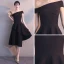 Amazing / Unique Black Homecoming Graduation Dresses 2018 A-Line / Princess Off-The-Shoulder Short Sleeve Asymmetrical Ruffle Backless Formal Dresses