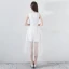 Modest / Simple Summer White Evening Dresses  2018 A-Line / Princess Scoop Neck Cap Sleeves Embroidered Sash Tea-length Formal Dresses