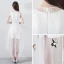 Modest / Simple Summer White Evening Dresses  2018 A-Line / Princess Scoop Neck Cap Sleeves Embroidered Sash Tea-length Formal Dresses