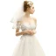 Elegant Ivory Wedding Dresses 2018 A-Line / Princess Off-The-Shoulder Short Sleeve Backless Appliques Flower Lace Pearl Cathedral Train Ruffle