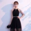 Modern / Fashion Summer Black Evening Dresses  2018 A-Line / Princess Rhinestone Scoop Neck Strapless Sleeveless Metal Sash Ankle Length Ruffle Formal Dresses