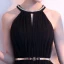 Modern / Fashion Summer Black Evening Dresses  2018 A-Line / Princess Rhinestone Scoop Neck Strapless Sleeveless Metal Sash Ankle Length Ruffle Formal Dresses