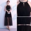 Modern / Fashion Summer Black Evening Dresses  2018 A-Line / Princess Rhinestone Scoop Neck Strapless Sleeveless Metal Sash Ankle Length Ruffle Formal Dresses