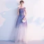 Elegant Purple Gradient-Color White Evening Dresses  2018 A-Line / Princess Scoop Neck Cap Sleeves Metal Sash Floor-Length / Long Ruffle Backless Formal Dresses