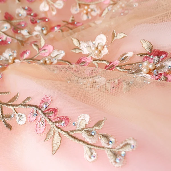 Chic / Beautiful Orange Prom Dresses 2018 A-Line / Princess Off-The-Shoulder Short Sleeve Appliques Lace Rhinestone Pearl Floor-Length / Long Ruffle Backless Formal Dresses