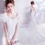 Erschwinglich Weiß Brautkleider / Hochzeitskleider 2018 Meerjungfrau Off Shoulder Spaghettiträger Kurze Ärmel Rückenfreies Applikationen Spitze Perlenstickerei Pailletten Kapelle-Schleppe Rüschen