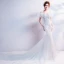 Erschwinglich Weiß Brautkleider / Hochzeitskleider 2018 Meerjungfrau Off Shoulder Spaghettiträger Kurze Ärmel Rückenfreies Applikationen Spitze Perlenstickerei Pailletten Kapelle-Schleppe Rüschen
