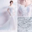 Erschwinglich Weiß Brautkleider / Hochzeitskleider 2018 Meerjungfrau Off Shoulder Spaghettiträger Kurze Ärmel Rückenfreies Applikationen Spitze Perlenstickerei Pailletten Kapelle-Schleppe Rüschen